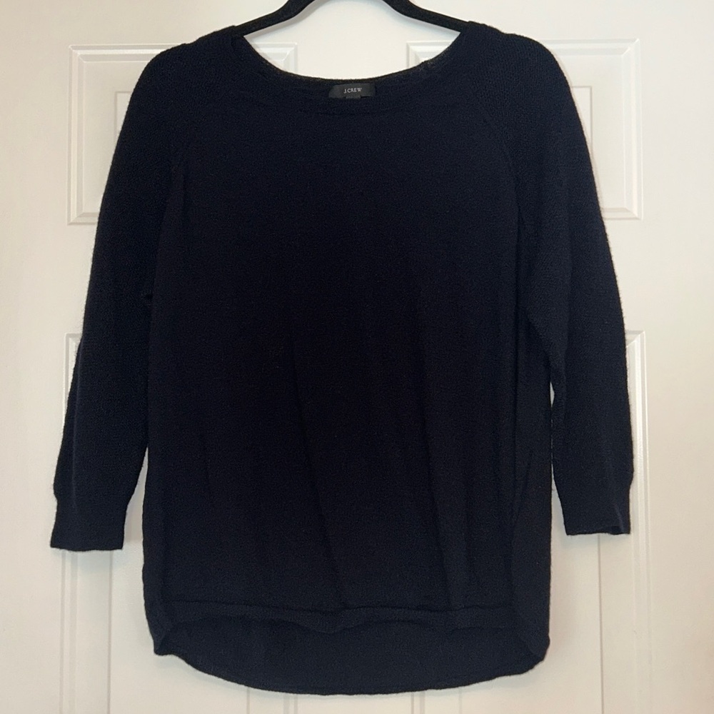J. Crew Merino Wool Knit Pullover Sweater XL Blue Lightweight Minimalist Classic